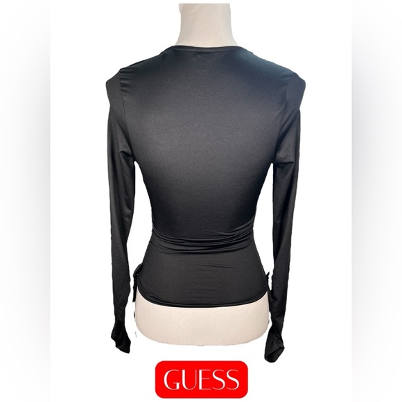 Guess | Deep V Neck Ruched Top - Picture 3 of 7